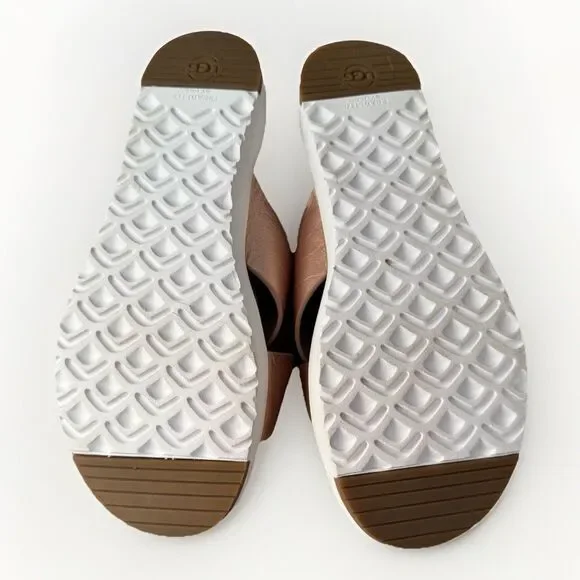 UGG Kari Sandals Size 7 Metallic Rose Gold Leather Crisscross Platform Slide - Picture 5 of 7